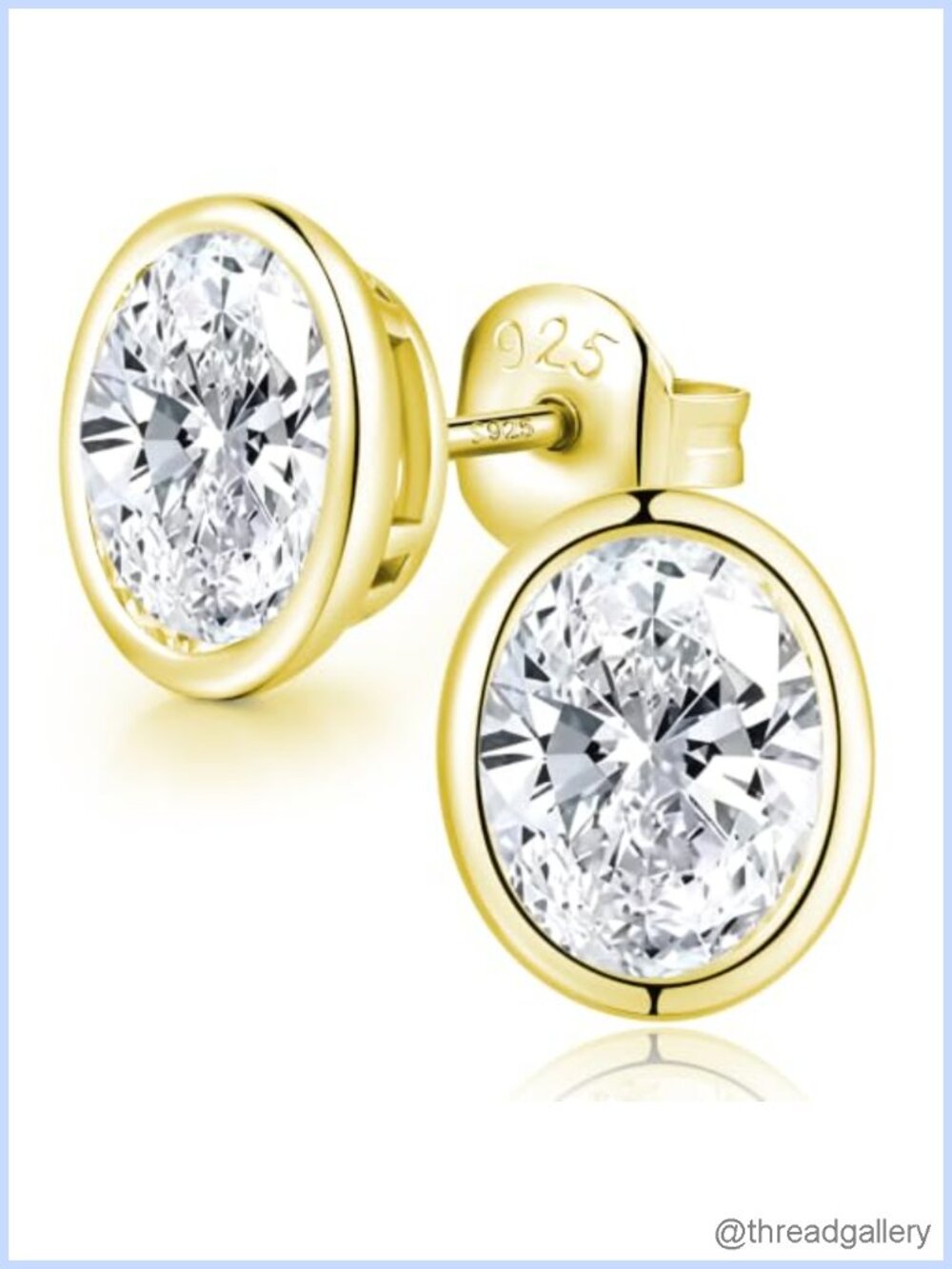 Hypoallergenic 925 Sterling Silver CZ Stud Earrings Oval/Marquise/Cushion